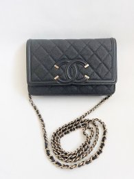 Chanel Caviar Quilt CC Feligree WOC Black GHW