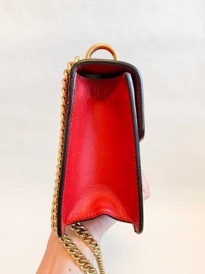 Gucci Sylvie Red Leather Mini Chain