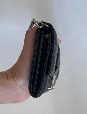 Dior Pouch With Chain Black Lamb Leather