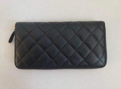 Chanel Zippy Long Wallet in Black Caviar GHW