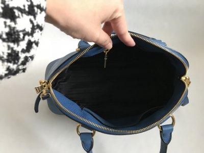 Prada Alma Leather Handbag in Blue Cobolt