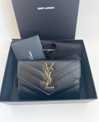 Saint Laurent Small Wallet in Black Grain Leather