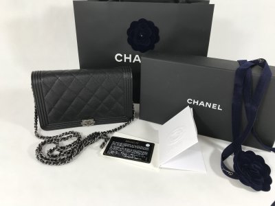 Chanel Boy Wallet On Chain Black Caviar RHW
