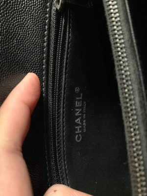Chanel CoCo Green Lizard Handle 10.5 Black Caviar Leather