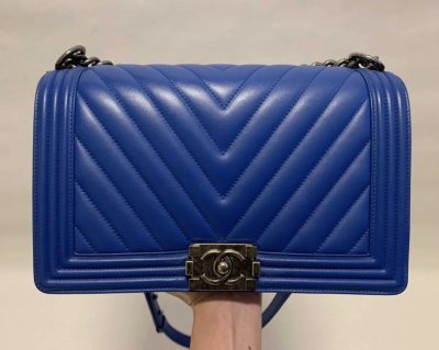 Chanel Boy 11 in Blue Calf Leather