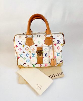 Louis Vuitton Speedy 30 White Multicolor