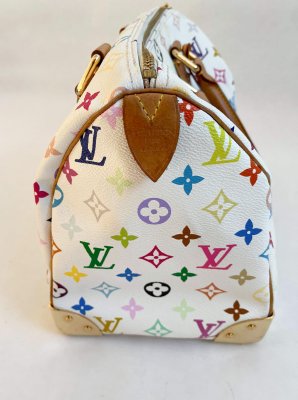 Louis Vuitton Speedy 30 White Multicolor