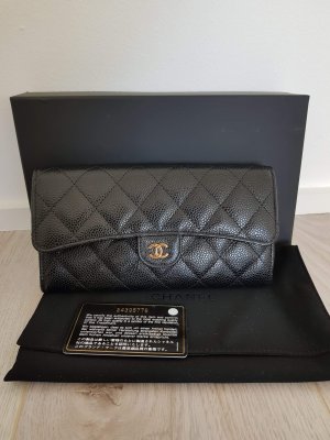 Chanel Classic Long Wallet in Black Caviar