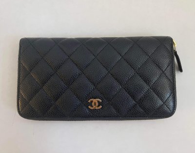 Chanel Zippy Long Wallet in Black Caviar GHW