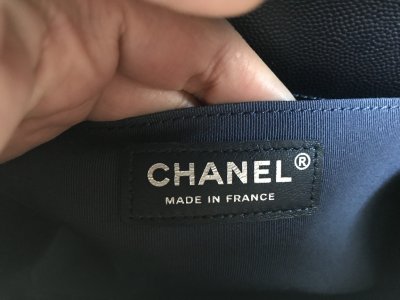 Chanel Boy 10 in Dark blue metallic caviar leather RSHW