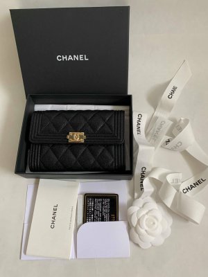 Chanel Boy Flap Wallet in Black Caviar