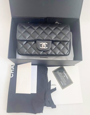 Chanel Classic mini 8 in black lamb leather SHW