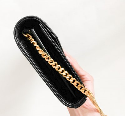 Saint Laurent Envelope Black Grained Leather GHW