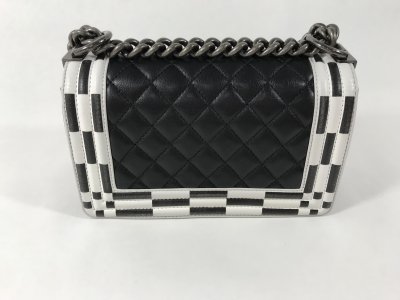 Chanel Boy Small 8 in Black and White Calf Leather