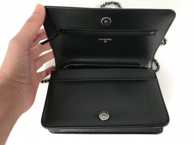 Chanel Boy Wallet On Chain Black Caviar RHW