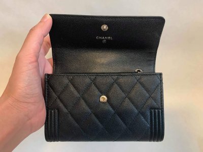Chanel Boy Flap Wallet Black Caviar SHW