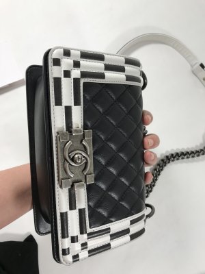 Chanel Boy Small 8 in Black and White Calf Leather