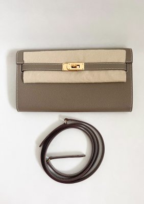 Hermes Kelly Togo in Etoupe Epsom Leather GHW