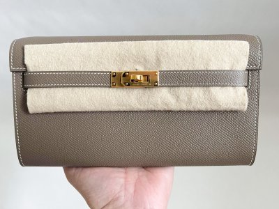 Hermes Kelly Togo in Etoupe Epsom Leather GHW