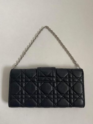 Dior Pouch With Chain Black Lamb Leather
