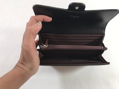 Chanel Long Wallet in Black Lamb Leather SHW