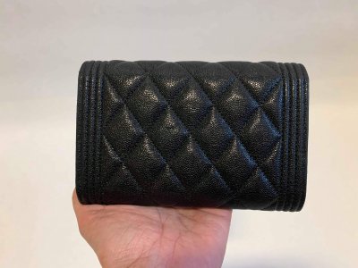 Chanel Boy Flap Wallet Black Caviar SHW