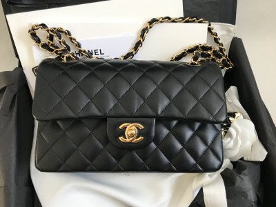 Chanel Classic 9 Dubble Flap Black Lamb Leather
