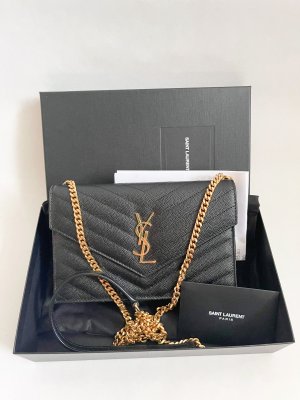Saint Laurent Envelope Black Grained Leather GHW
