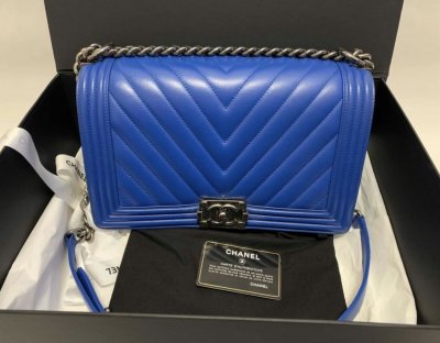 Chanel Boy 11 in Blue Calf Leather