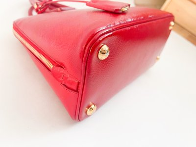 Prada Red Saffiano Leather Alma 25