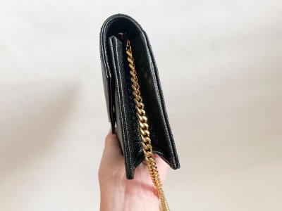 Saint Laurent Envelope Black Grained Leather GHW