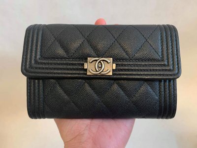 Chanel Boy Flap Wallet Black Caviar SHW