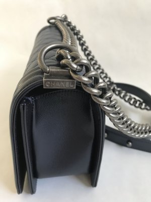 Chanel Boy 10 in Dark blue metallic caviar leather RSHW