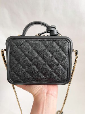 Chanel CC Filigree Vanity Bag in Black Caviar