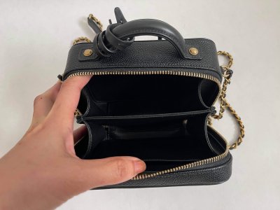 Chanel CC Filigree Vanity Bag in Black Caviar