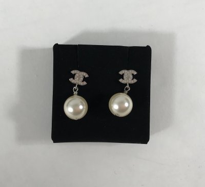 Chanel Earrings with Pearl and Rhinestones