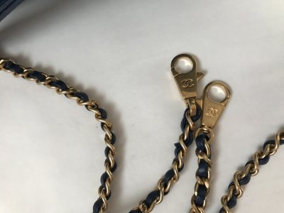 Chanel CoCo Blue Caviar 9.5 Red Lizard Handle