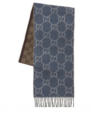 Gucci GG Wool Scarf Browb/Blue