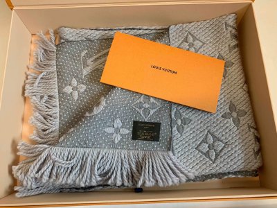 Louis Vuitton Logomania Grey Scarf