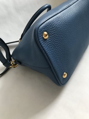 Prada Alma Leather Handbag in Blue Cobolt