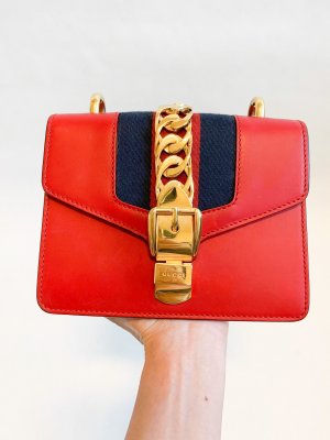 Gucci Sylvie Red Leather Mini Chain