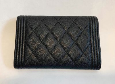 Chanel Boy Flap Wallet Black Caviar SHW