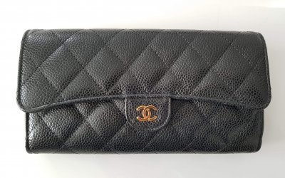 Chanel Classic Long Wallet in Black Caviar