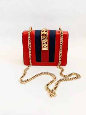 Gucci Sylvie Red Leather Mini Chain