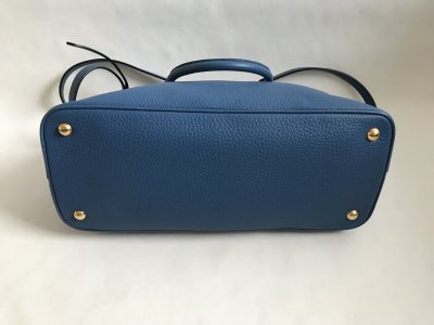 Prada Alma Leather Handbag in Blue Cobolt