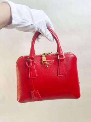 Prada Red Saffiano Leather Alma 25