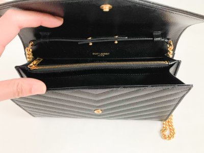 Saint Laurent Envelope Black Grained Leather GHW
