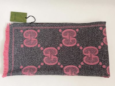 GG wool jacquard scarf Grey/pink