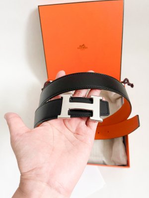 Hermes Belt 32mm Black/Orange Reversible