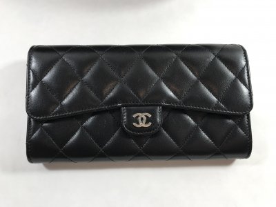 Chanel Long Wallet in Black Lamb Leather SHW
